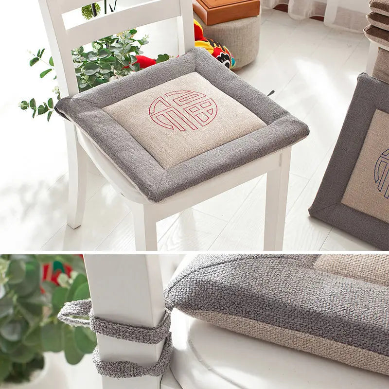 Afralia™ Linen Seat Cushion: Comfortable Non-slip Chair Pad with Strap