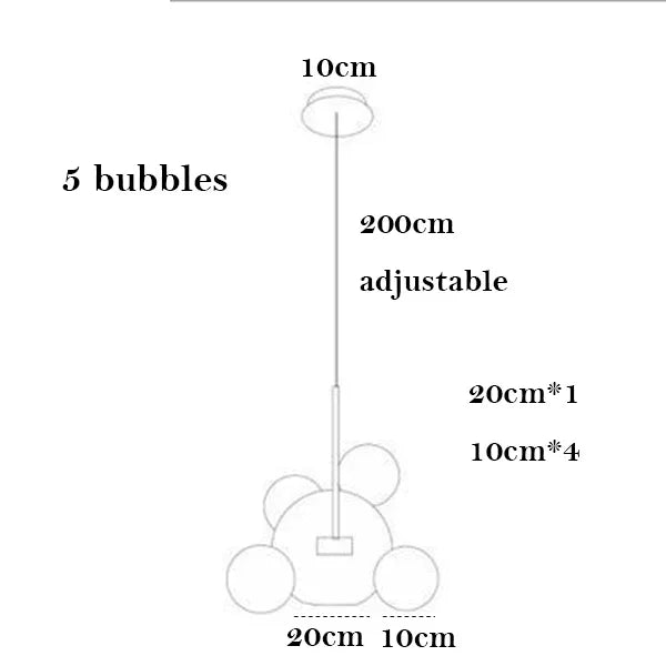 Afralia™ Bubble Ball Pendant Light: Golden Iron Glass Lamp for Kitchen Island, LED Fixtures