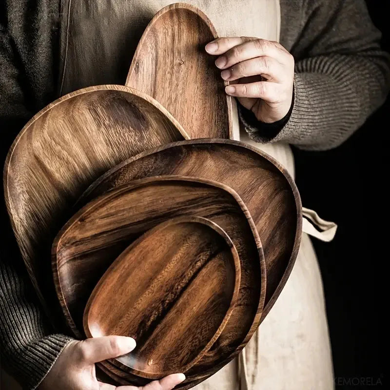 Afralia™ Handcrafted Solid Wood Dinner Plate - Elegant Tableware for Every Occasion