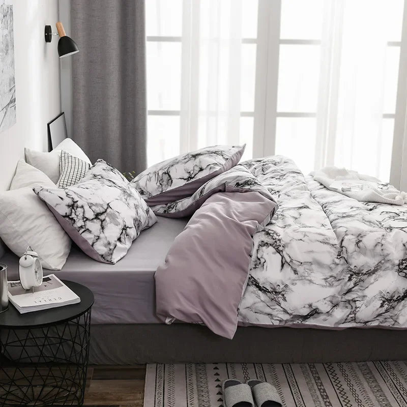 Afralia™ Marble Print Duvet Cover Set - Soft Comfortable Bedding Set