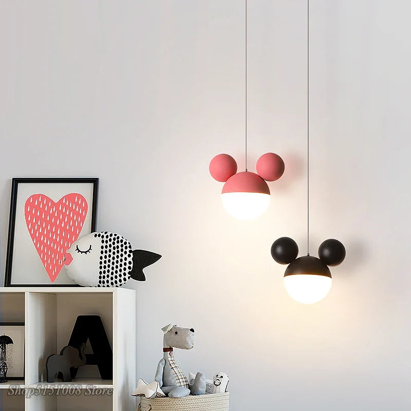 Afralia™ LED Cartoon Pendant Light Kids Eye Care Mickey Princess Hanging Lamp