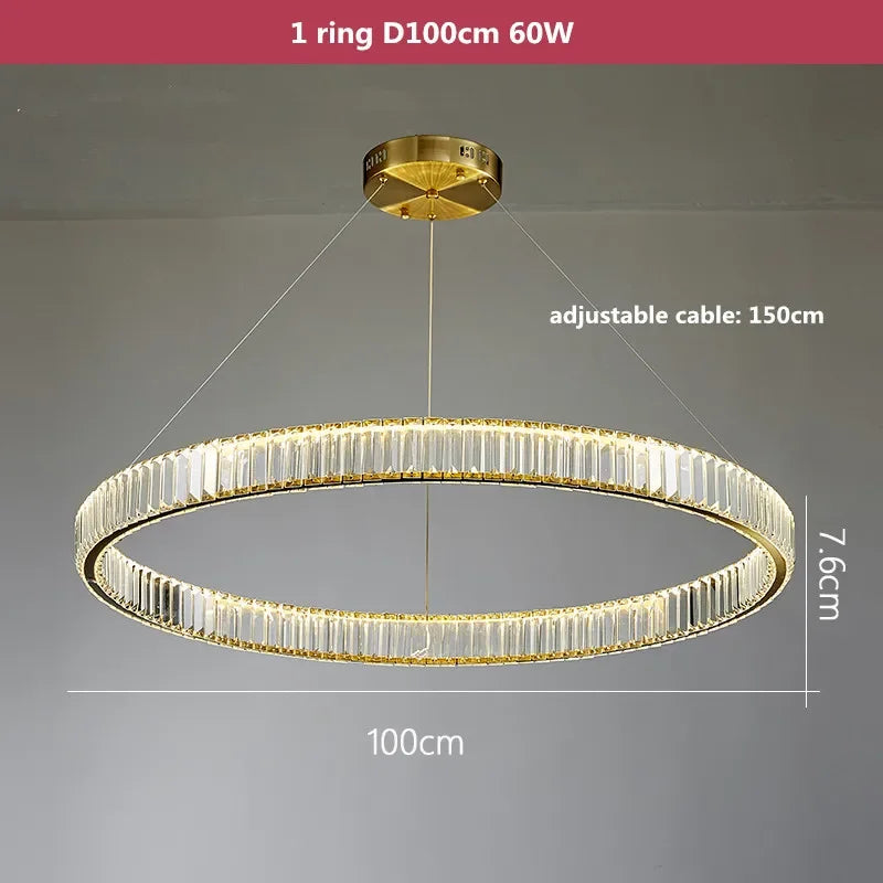 Afralia™ Crystal LED Chandelier: Modern Steel Pendant Lighting for Luxurious Foyer Decor