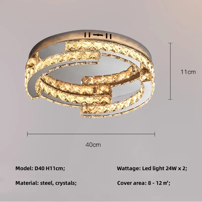 Afralia™ Oval Steel LED Pendant Lights with K9 Crystals