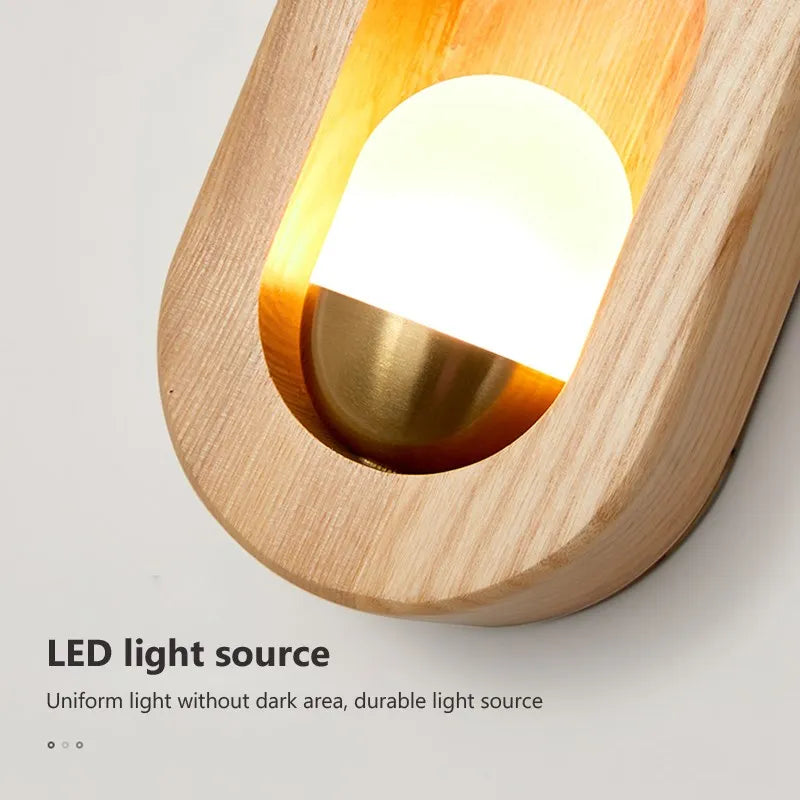 Afralia™ LED Wooden Wall Lamp for Bedroom Living Room Study Aisle Home Lighting