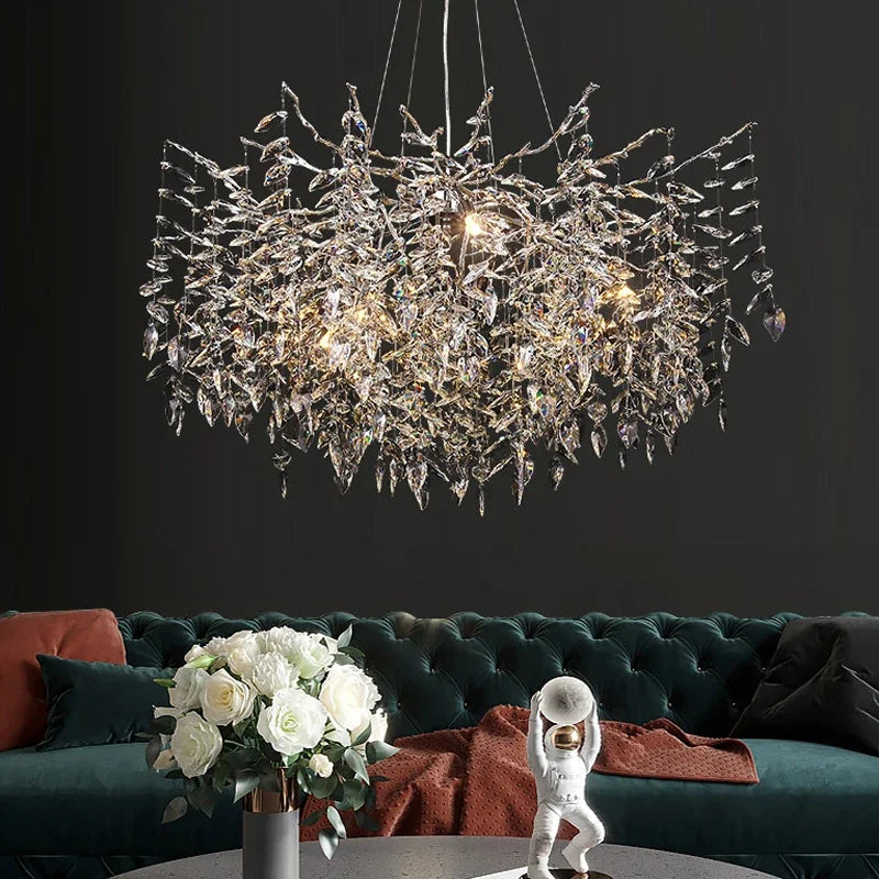 Afralia™ Luxury Crystal Ceiling Chandelier: Branch-Shaped LED Modern Villa Dining Room Living Room Luxe Lighting