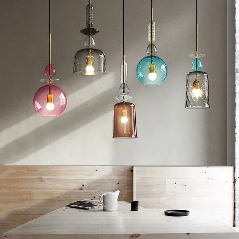 Afralia™ Glass Pendant Light: Nordic Style Hanging Lamp for Bedroom Living Room Decor