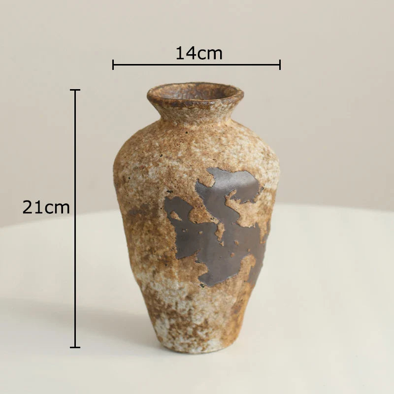 Afralia™ Ceramic Vase: Wabi-sabi Style, Retro Floral Arrangement, Room Decor