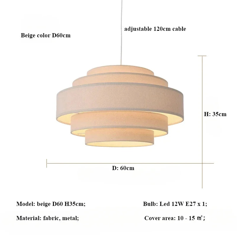 Afralia™ Minimalist Fabric Pendant Chandelier for Bedroom and Bar - LED Ceiling Lamp