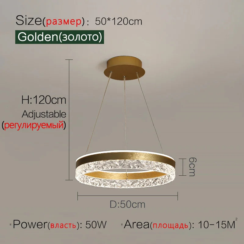 Afralia™ Crystal Ring LED Pendant Light - Modern Home Lighting for Bedroom and Restaurant