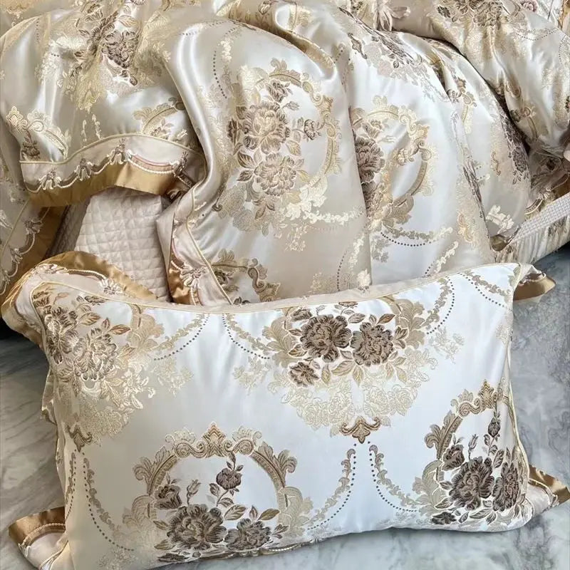 Afralia™ Luxury European Palace Jacquard Cotton Embroidery Bedding Set
