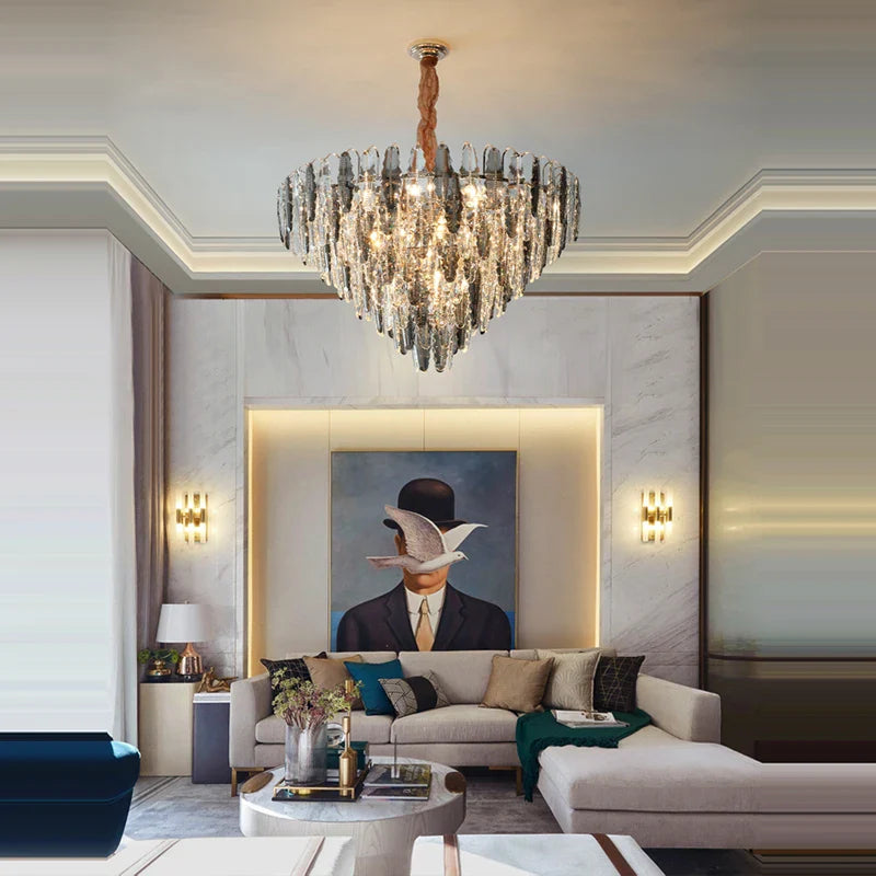 Afralia™ Gold Crystal LED Chandelier Lighting for Dinning Table