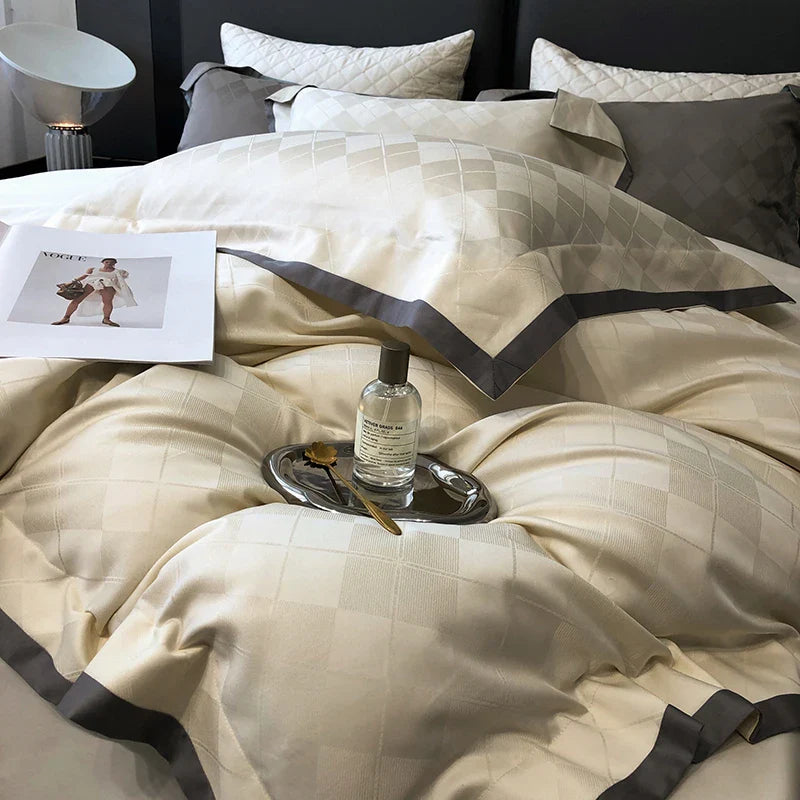 Afralia™ 1000TC Egyptian Cotton Jacquard Duvet Cover Set: Luxury Satin Silky Bedding Collection