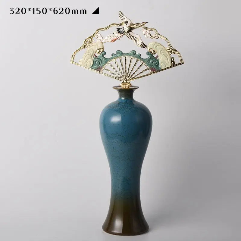 Afralia™ Chinese Ceramic Vase: Light Luxury Living Room Decor Shelf Accent