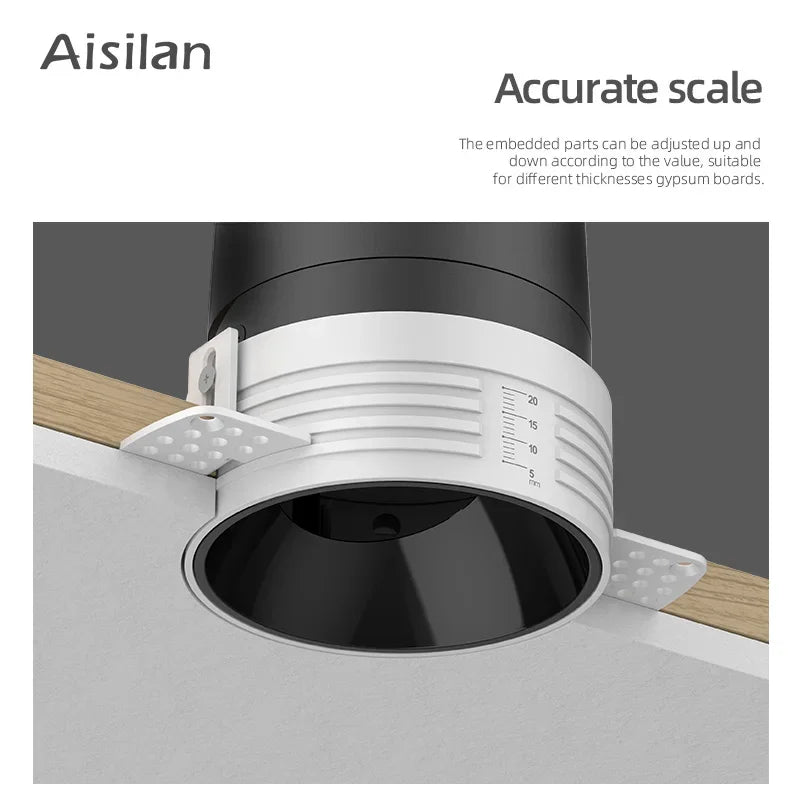 Afralia™ Frameless LED Downlight 7W for Living Room Bedroom, Anti-glare Spot Light