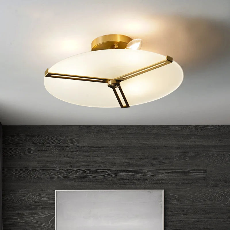 Afralia™ Marble Ceiling Light Brass Finish Bedroom Decor Led Ceiling Lamp