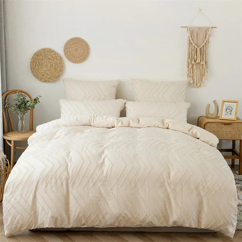 Afralia™ Soft Solid Color Double Duvet Cover Set King Queen Size Blanket & Pillowcases