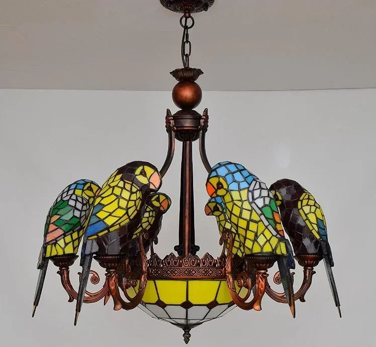 Afralia™ Glass Parrot Pendant Chandelier - Luxury Home Lighting Fixture