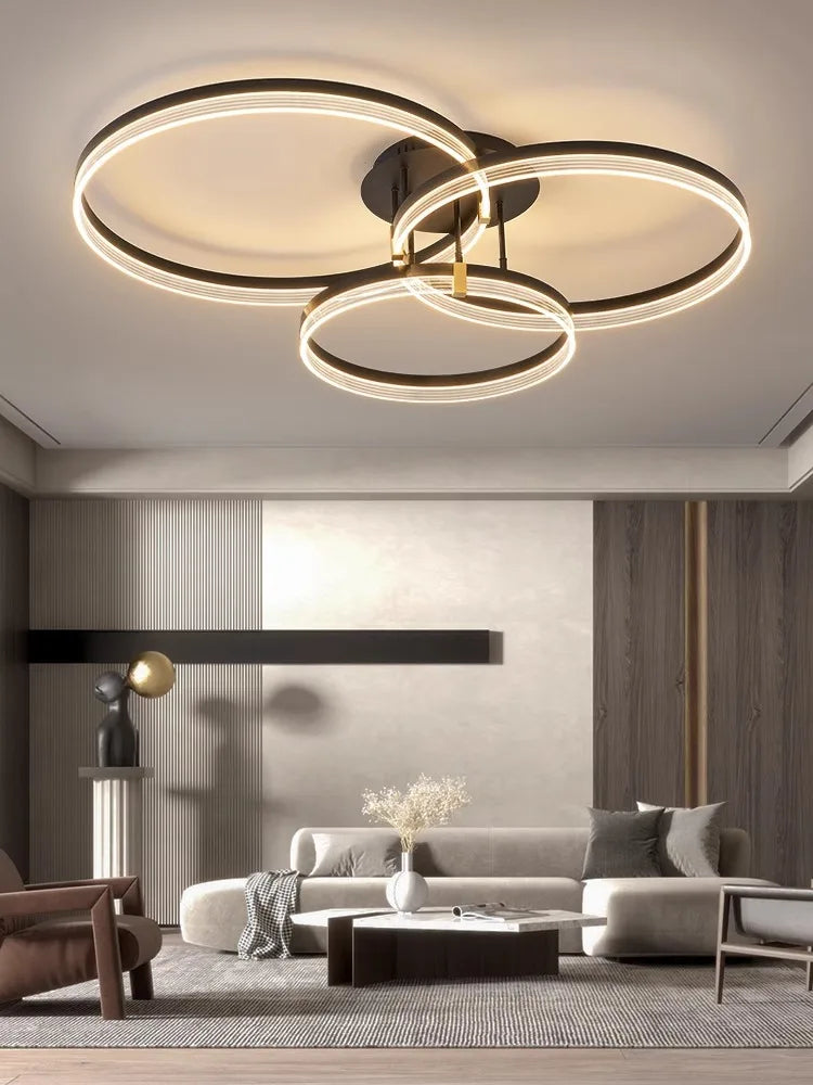 Afralia™ Acrylic Round Ring Ceiling Light LED Chandelier Modern Minimalism for Living Room and Kitchen