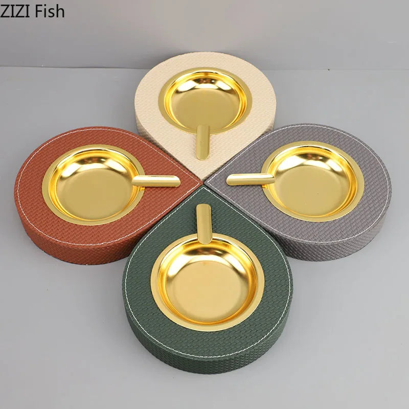 Afralia™ Leather Desktop Ashtray: Stylish Smoking Accessory & Gift