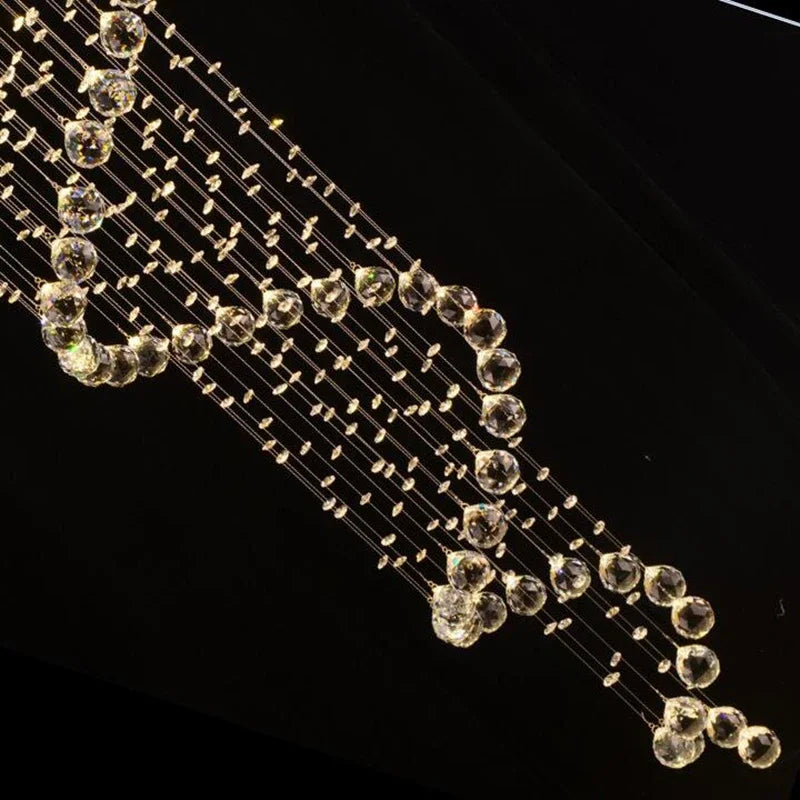 Afralia™ Modern Large Crystal Spiral Chandelier for Staircase Lighting Fixture