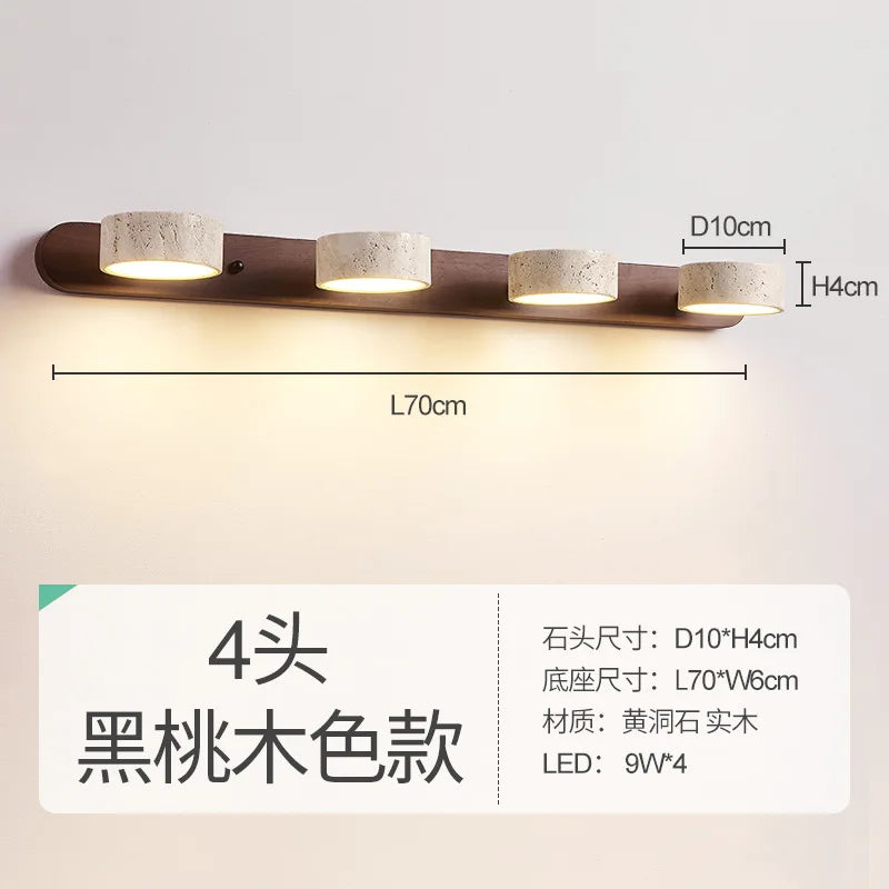 Afralia™ Travertine Wall Sconce Light Wood Rotatable for Bedroom Bedside