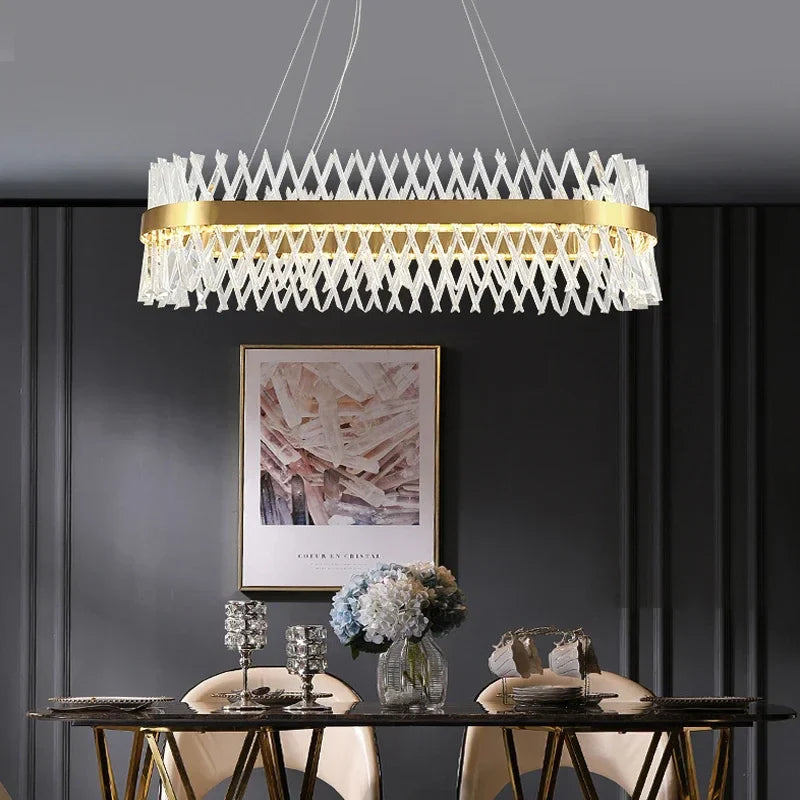 Afralia™ Modern Luxury Crystal LED Pendant Chandelier for Home Living Dining Room Lighting