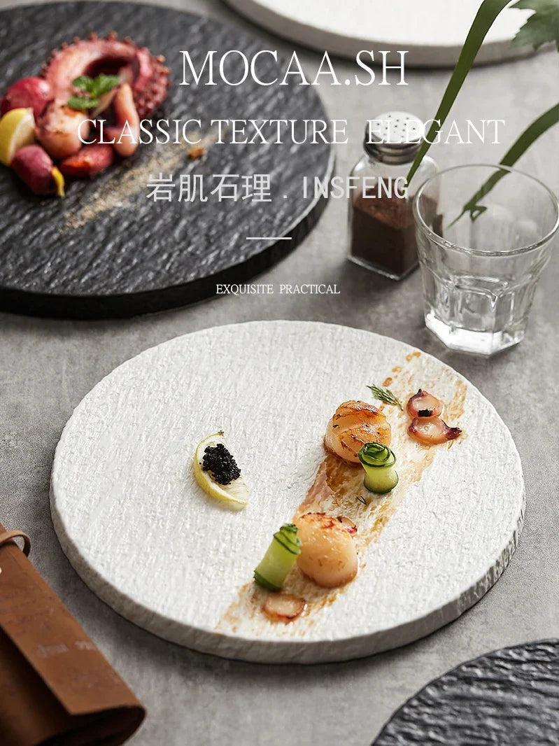 Afralia™ Rock Plate: Elegant Japanese Tableware for Home Dining and Decoration