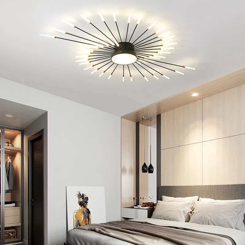 Afralia™ Black Gold LED Chandelier: Modern Ceiling Pendant Lights for Home Living Room, Bedroom, Kitchen