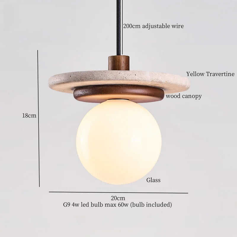 Afralia™ Yellow Travertine LED Hanging Lamp for Home, Cafe, and Bedroom Decor
