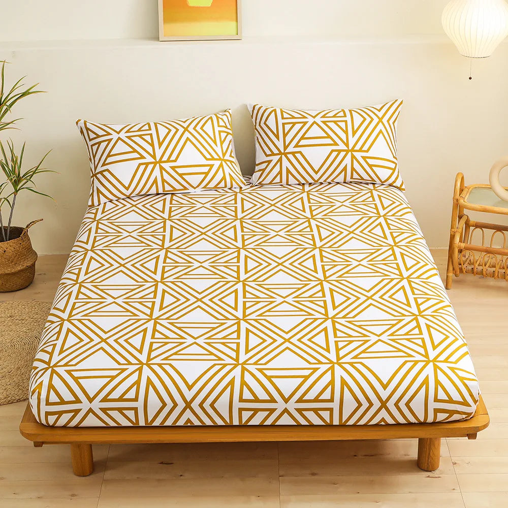 Afralia™ Geometric Figure Sheet Set with 2 Pillowcases for Bedroom All Seasons