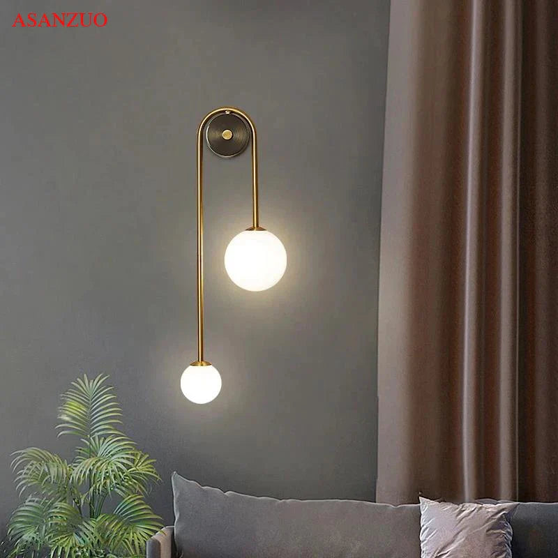 Afralia™ Glass Ball Gold LED Wall Lamp for Modern Home Decor & Lighting