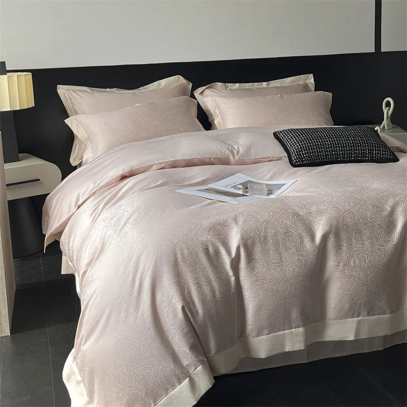 Afralia™ Jacquard Bedding Set - Lyocell Cotton Bed Linens, Sheet, Pillowcase, Quilt Cover