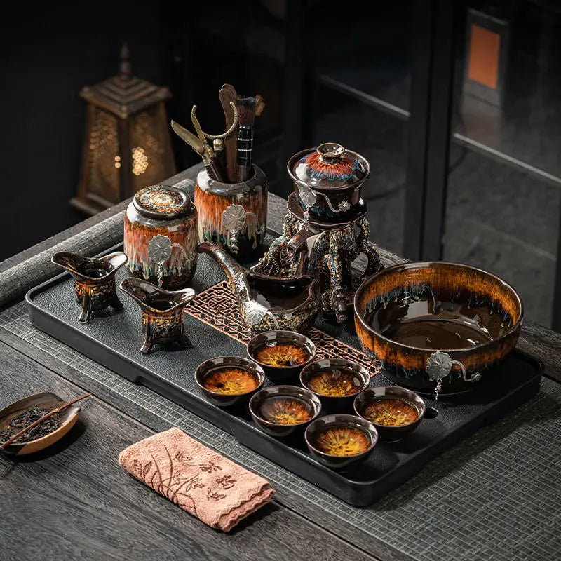 Afralia Dragon Teapot & Magnetic Rotating Tea Set, Chinese Kung Fu Teaware