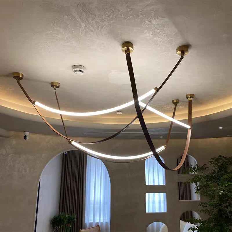 Afralia™ Leather Chandelier: Minimalist Nordic LED Pendant Lamp for Living Room, Dining Room & Bedroom