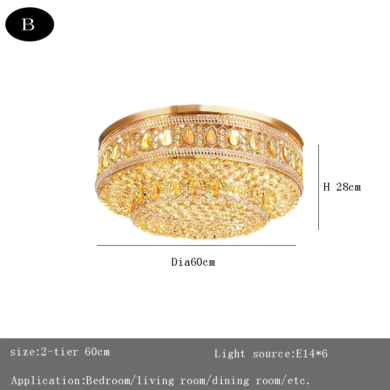 Afralia™ Large Crystal Ceiling Chandelier: Luxury Gold LED Round Ceiling Lights