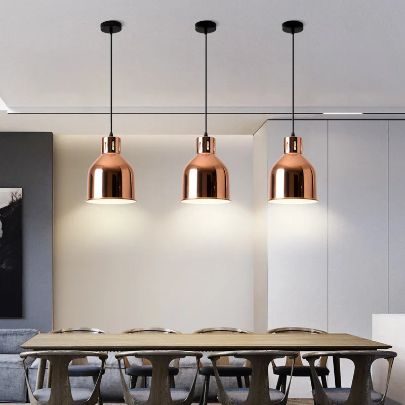 Afralia Rose Gold Pendant Lights Metal Hanging Fixtures for Dining Room Island Bar Decor