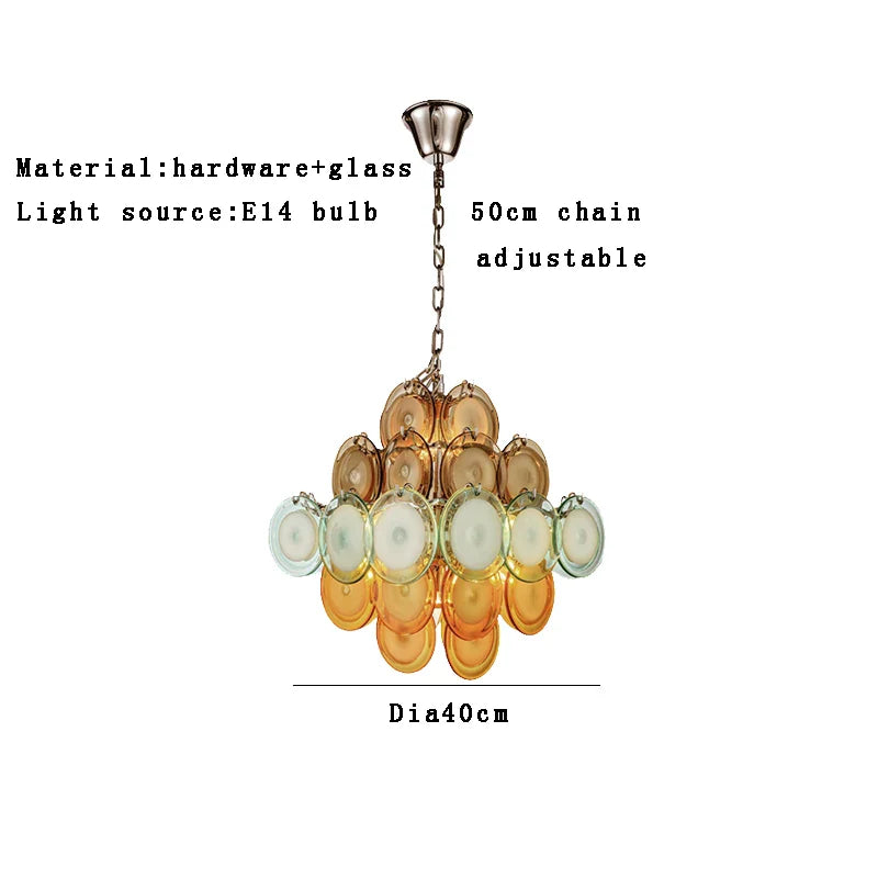 Afralia™ Colorful Glass LED Ceiling Chandelier: Vintage Pendant Home Decoration for Living Room