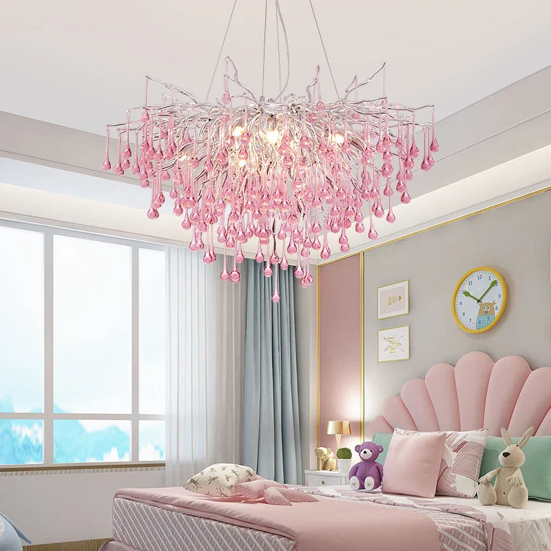 Afralia™ Nordic Crystal Chandelier: Colorful Luxury Girl Room Decor Lighting