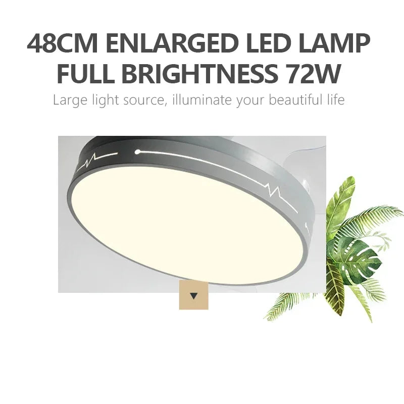 Afralia™ White Ceiling Fan Light with Control, Hidden Design for Bedroom and Restaurant