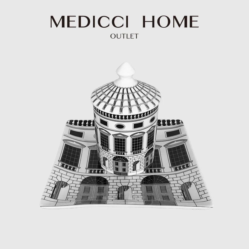 Afralia™ Ancient Roman Architecture Ceramic Incense Candlestick Luxury Home Ornament