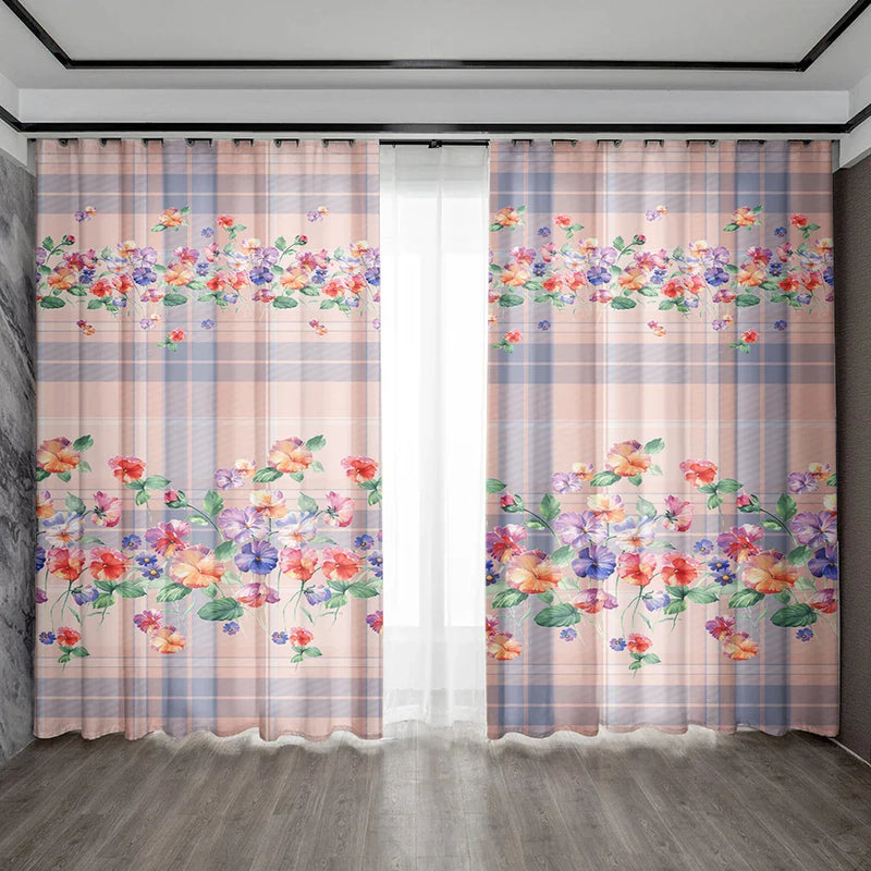 Afralia™ Floral Background Rod Pocket Curtains for Home Decor, Kitchen, Living Room