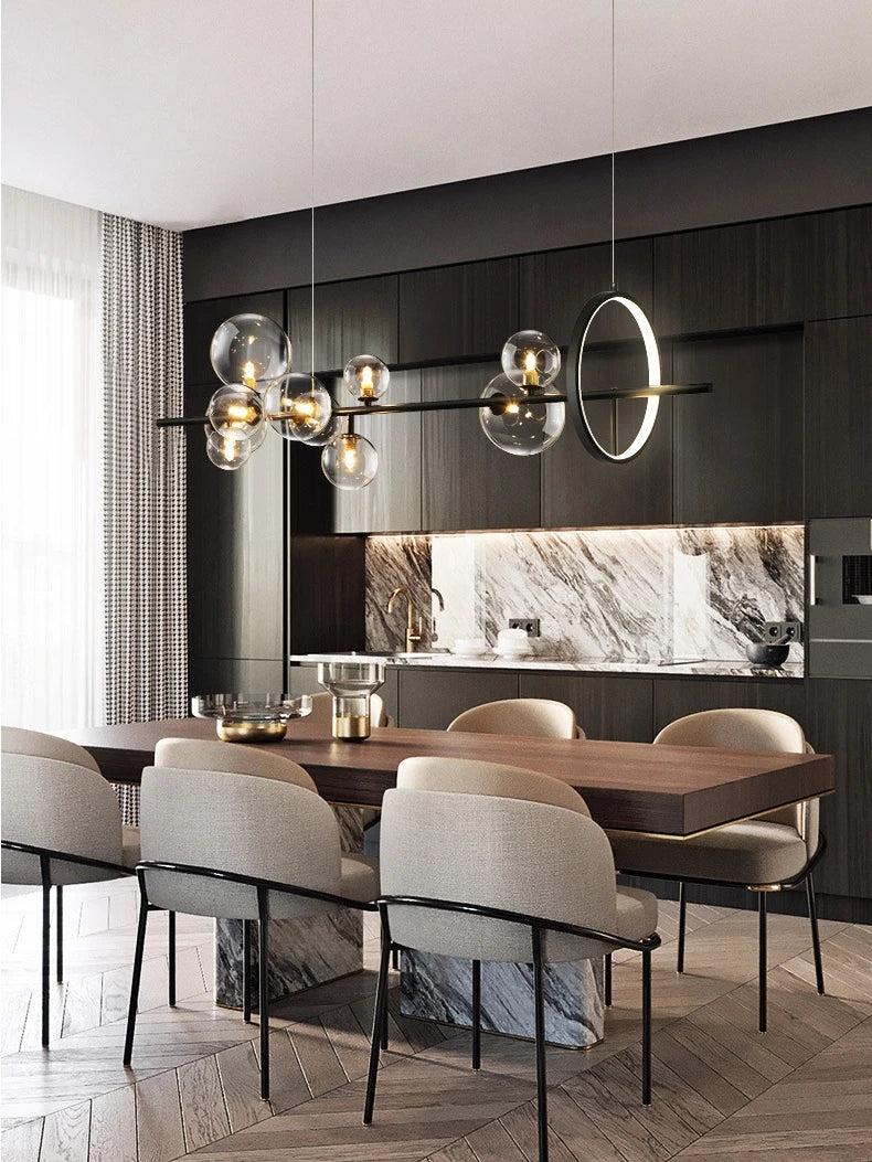 Afralia™ Nordic Glass Ball Chandelier: Stylish Pendant Lamp for Dining Room, Kitchen, Bar & Home Decor