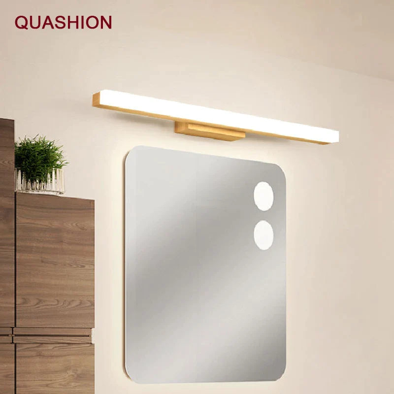 Afralia™ Modern Wooden Wall Lamp LED Mirror Light for Bedroom and Bathroom.