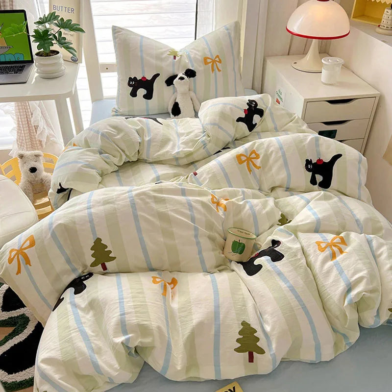 Afralia™ Cartoon Printed Bedding Sets: Super-Soft, Skin Friendly, Summer Bed Sheet, Duvet Cover, Pillowcases