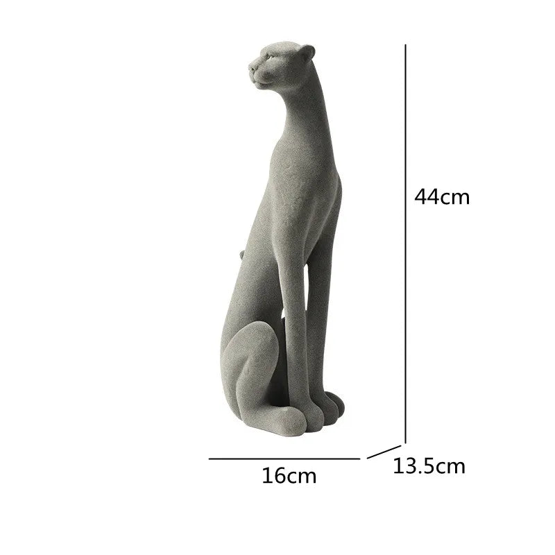 Afralia™ Leopard Flocking Sculpture Cheetah Pendant Home Decor Figurine