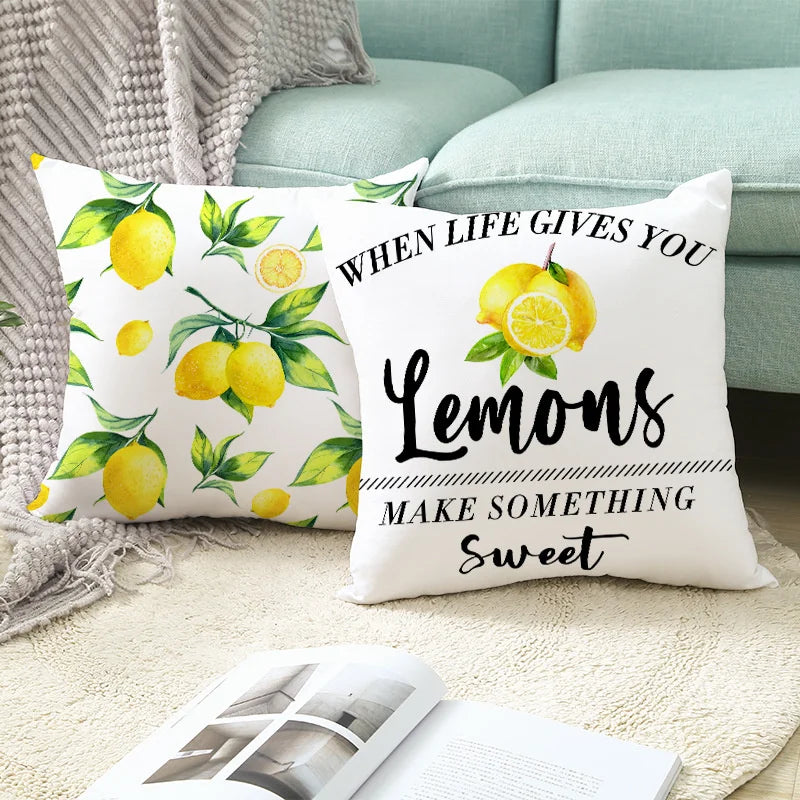 Nordic Lemon Print Cushion Cover for Home Decor - Afralia™