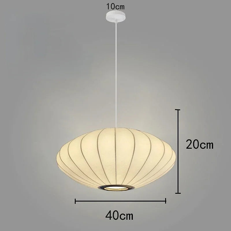 Afralia™ Nordic Fabric Lantern Pendant Chandelier for Bedroom Living Room Home Decor