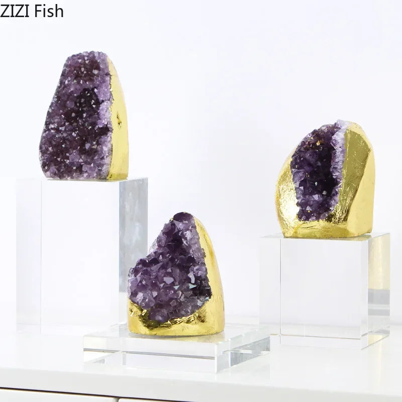 Afralia™ Amethyst Crystal Base Desk Ornament for Room Aesthetics