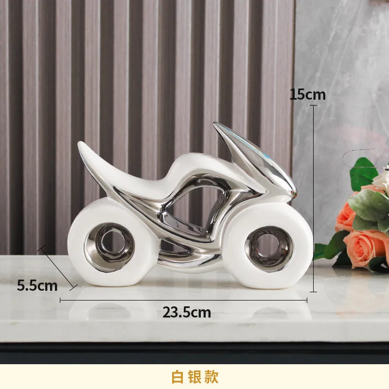 Afralia™ Ceramic Motorcycle Light Decoration for Living Room, Porch, Dining Side
