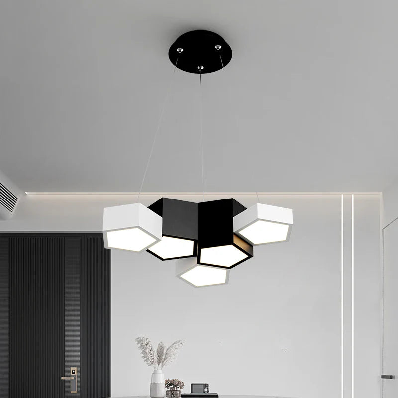 Afralia™ Black White Diamond LED Ceiling Chandelier for Modern Home and Office